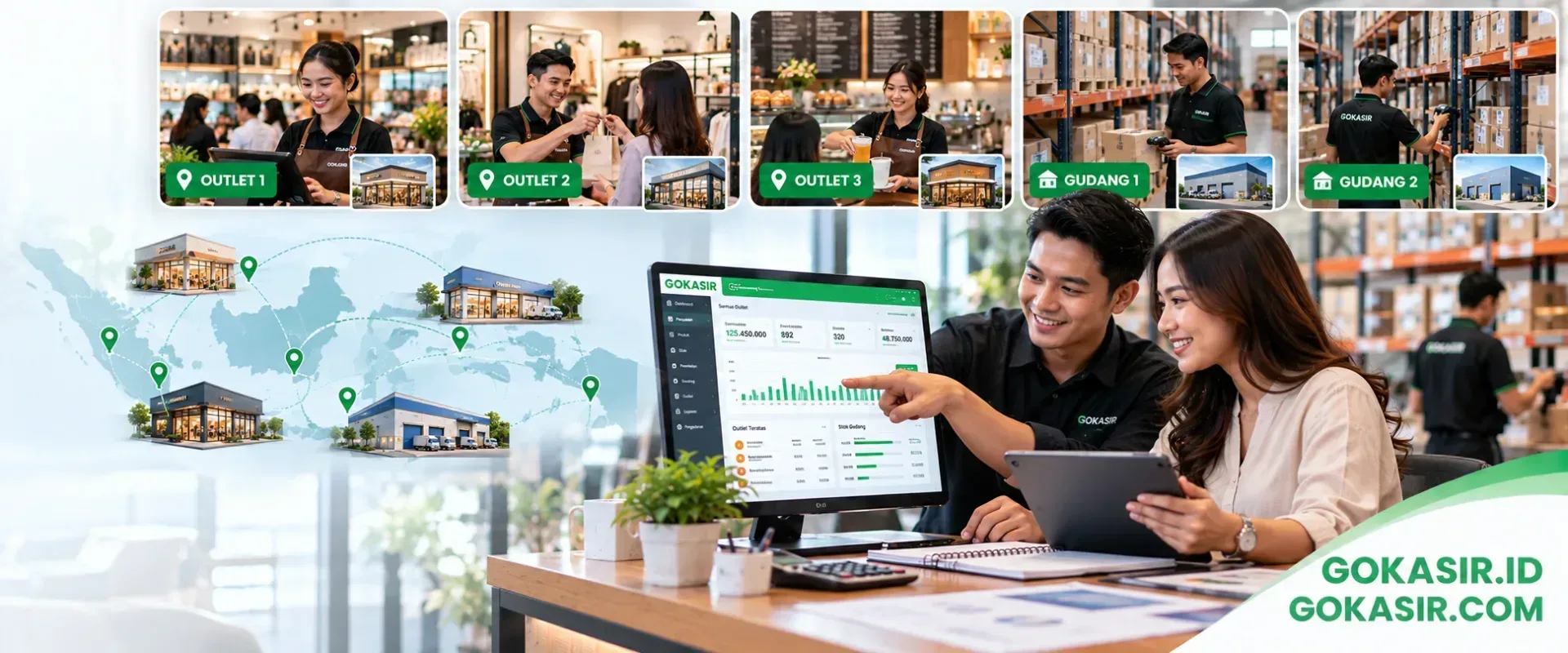 Saat usaha bertambah cabang, kontrol tidak perlu ikut terpencar — solusi GOKASIR aplikasi kasir POS